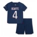 Günstige Paris Saint-Germain Manuel Ugarte #4 Babykleidung Heim Fussballtrikot Kinder 2023-24 Kurzarm (+ kurze hosen)